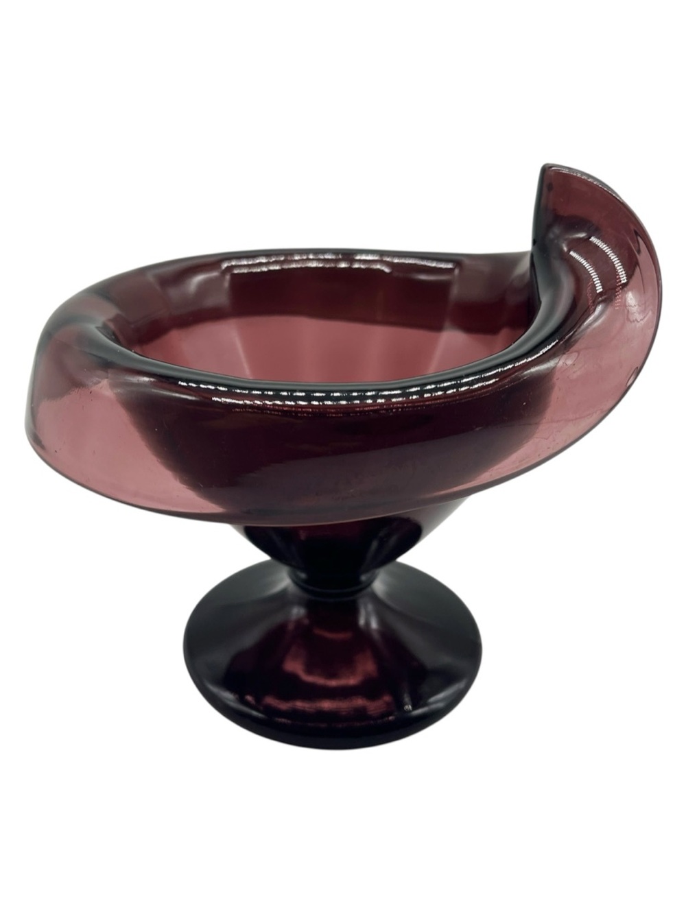 MCM Royal Glass Company Amethyst Purple Compote Pedestal Bowl
